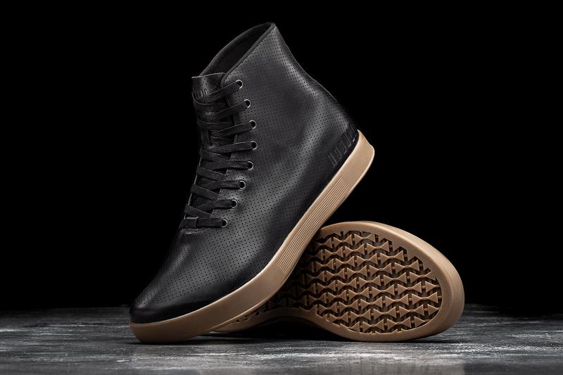 Black Nobull High-Top Dark Gum Leather Men's Trainers | CA B1404E